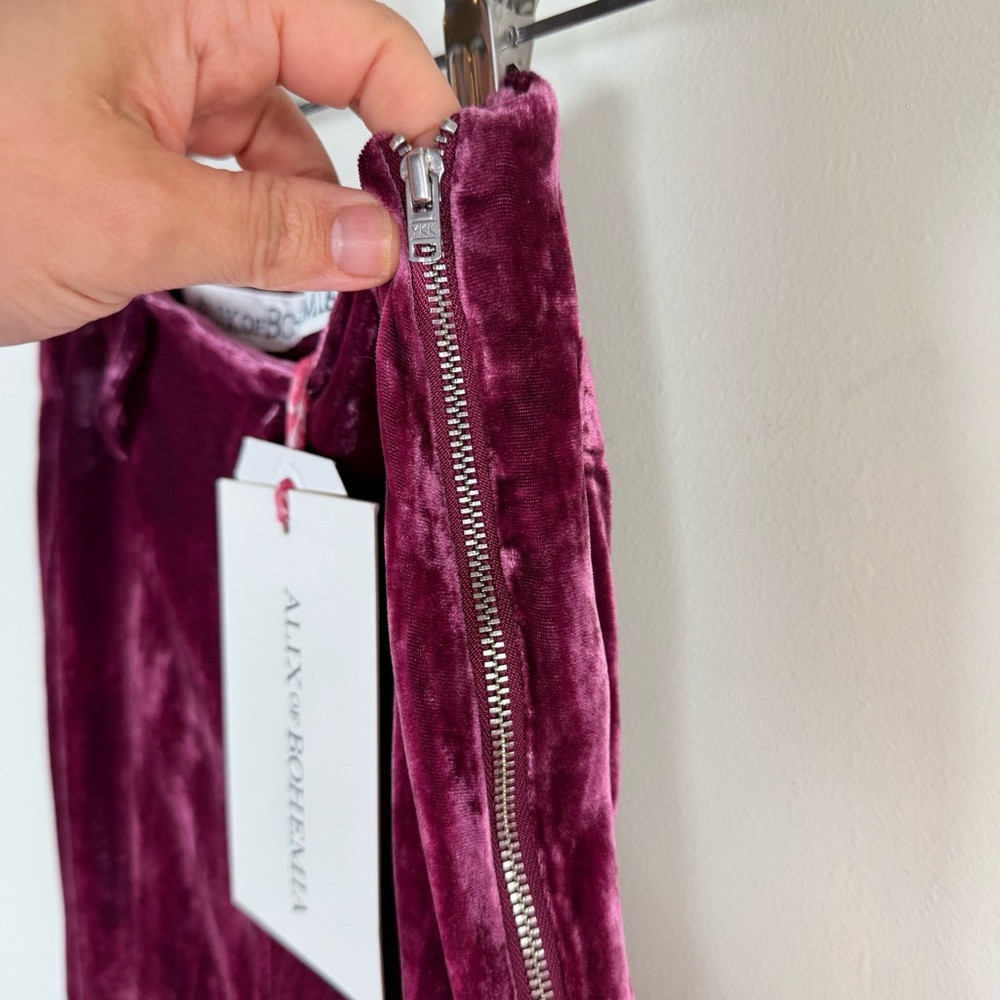 Alix of Bohemia Charlie Plum Velvet Wide-Leg Pants - Picture 6 of 11